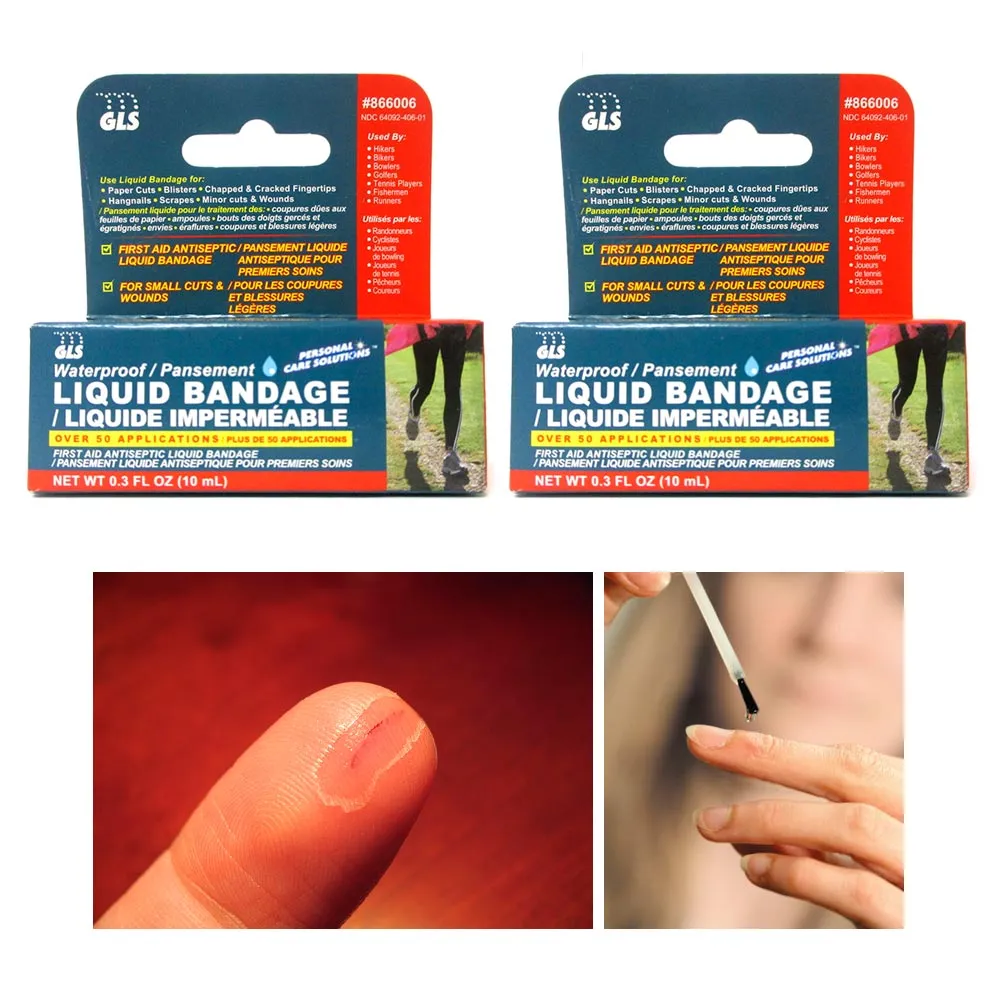 2 Liquid Bandage 0.3 oz Bottle Skin Wound Protective Film Waterproof Quick-dry