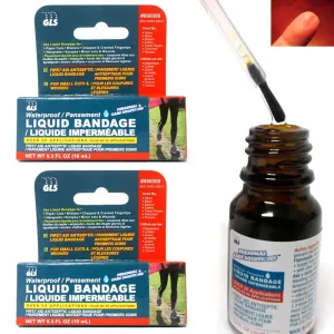 2 Liquid Bandage 0.3 oz Bottle Skin Wound Protective Film Waterproof Quick-dry