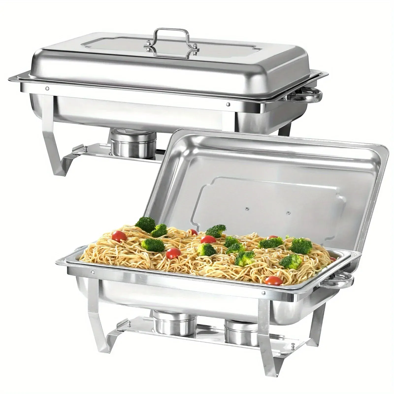 8Qt Chafing Dish Set Silver Stainless Steel Full Size Catering Chafer Banquet