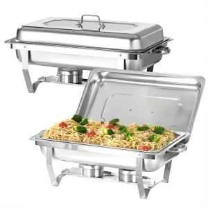 8Qt Chafing Dish Set Silver Stainless Steel Full Size Catering Chafer Banquet