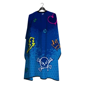 Barber Flow Graffiti Cape - Blue