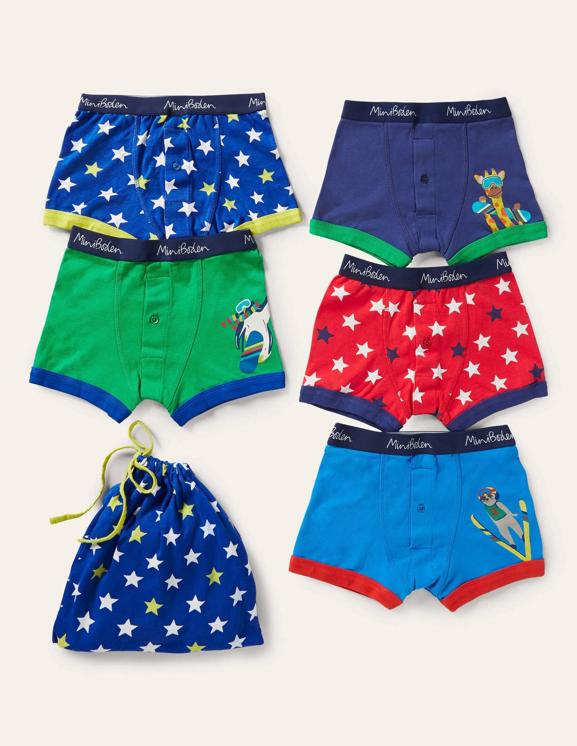 Boxers 5 Pack-Animal Snow Sports