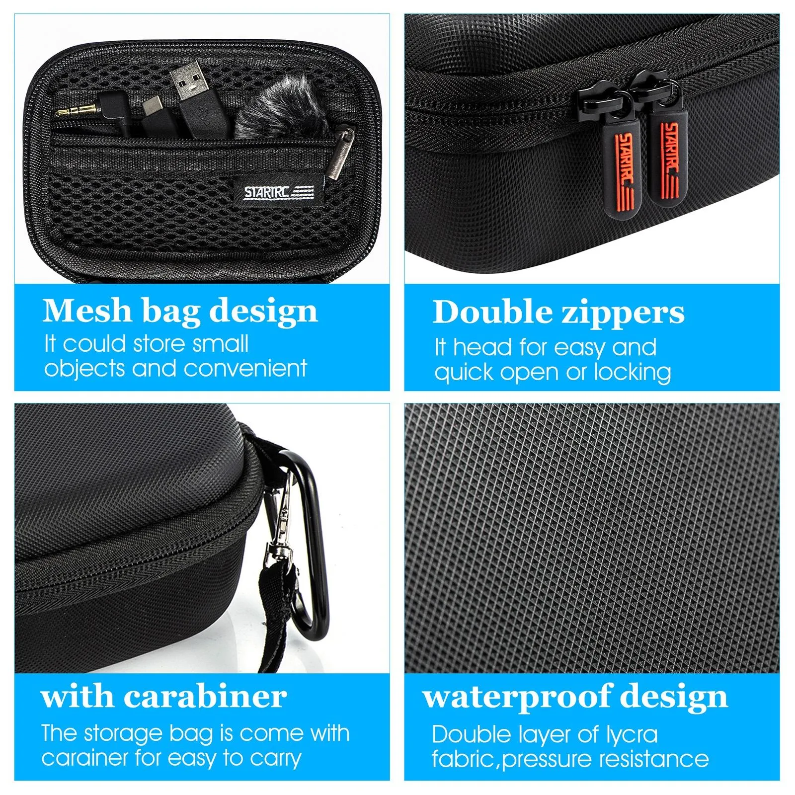 Diamond Texture Leather Storage Bag for Dji Mic - Pu Material
