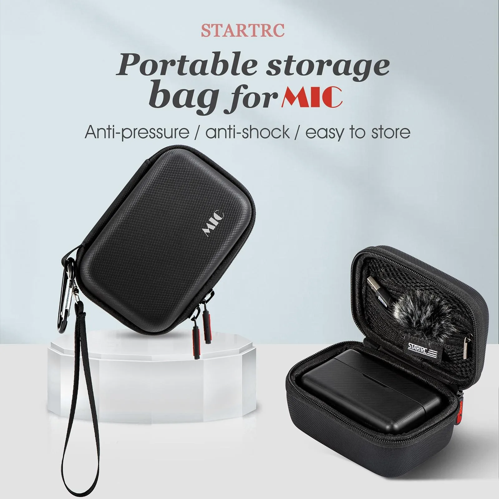 Diamond Texture Leather Storage Bag for Dji Mic - Pu Material