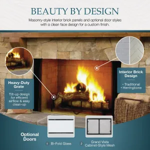 Majestic Biltmore 36" Wood-Burning Fireplace w/ Herringbone Brick Pattern SB60HB