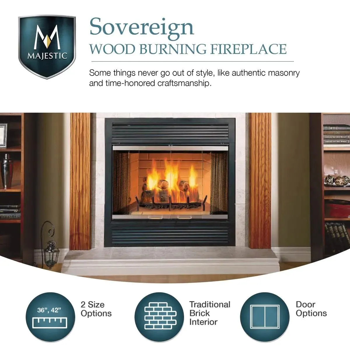 Majestic Sovereign 36" Heat Circulating Wood-Burning Fireplace SA36C