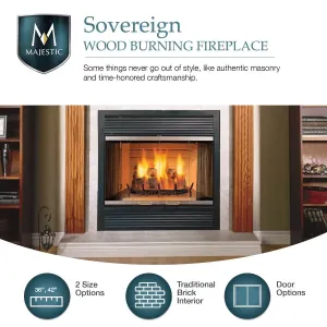Majestic Sovereign 36" Heat Circulating Wood-Burning Fireplace SA36C
