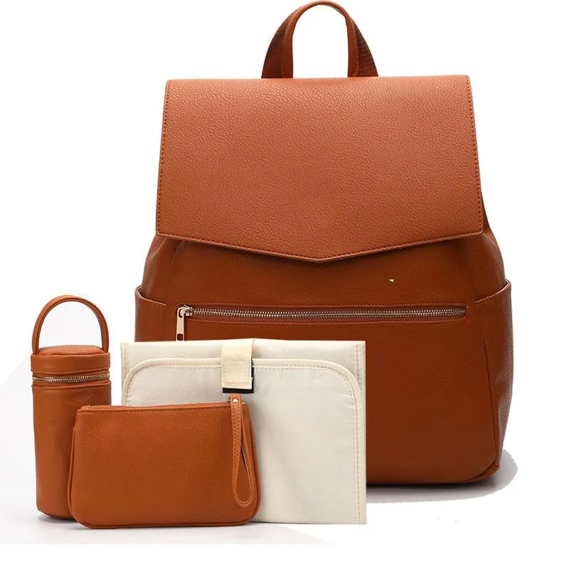 New PU Mummy Bag Double Shoulder Multifunctional Large Capacity Maternal And Baby Bag Diaper Bag