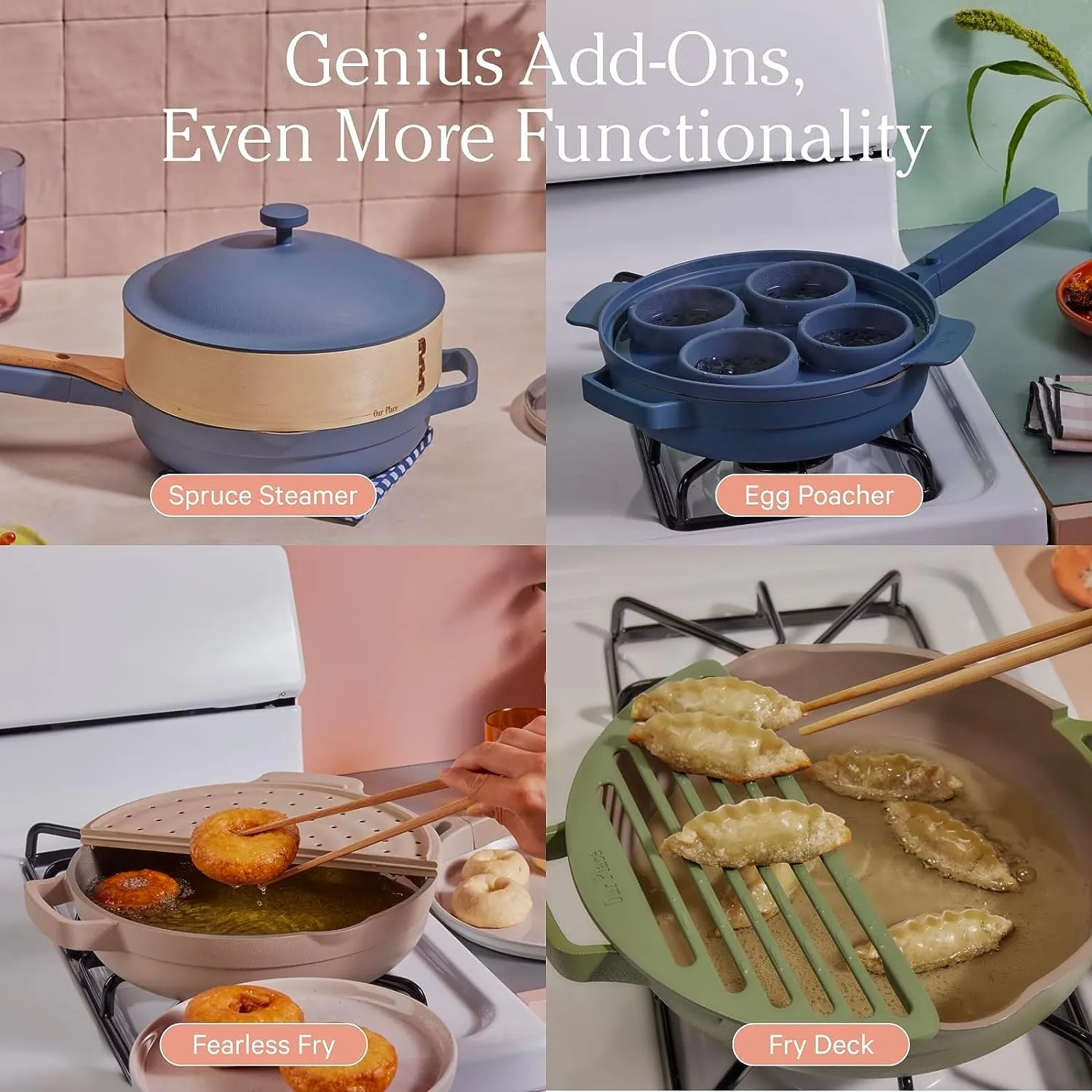 Our Place Always Pan 2.0-10.5 (2.6 Qt) Nonstick, Toxin-Free Ceramic Cookware | Patented 10-in-1 Aluminum Frying & Saut Pan | Safe for Oven, Induction & All Cooktops up to 450F | Blue Salt