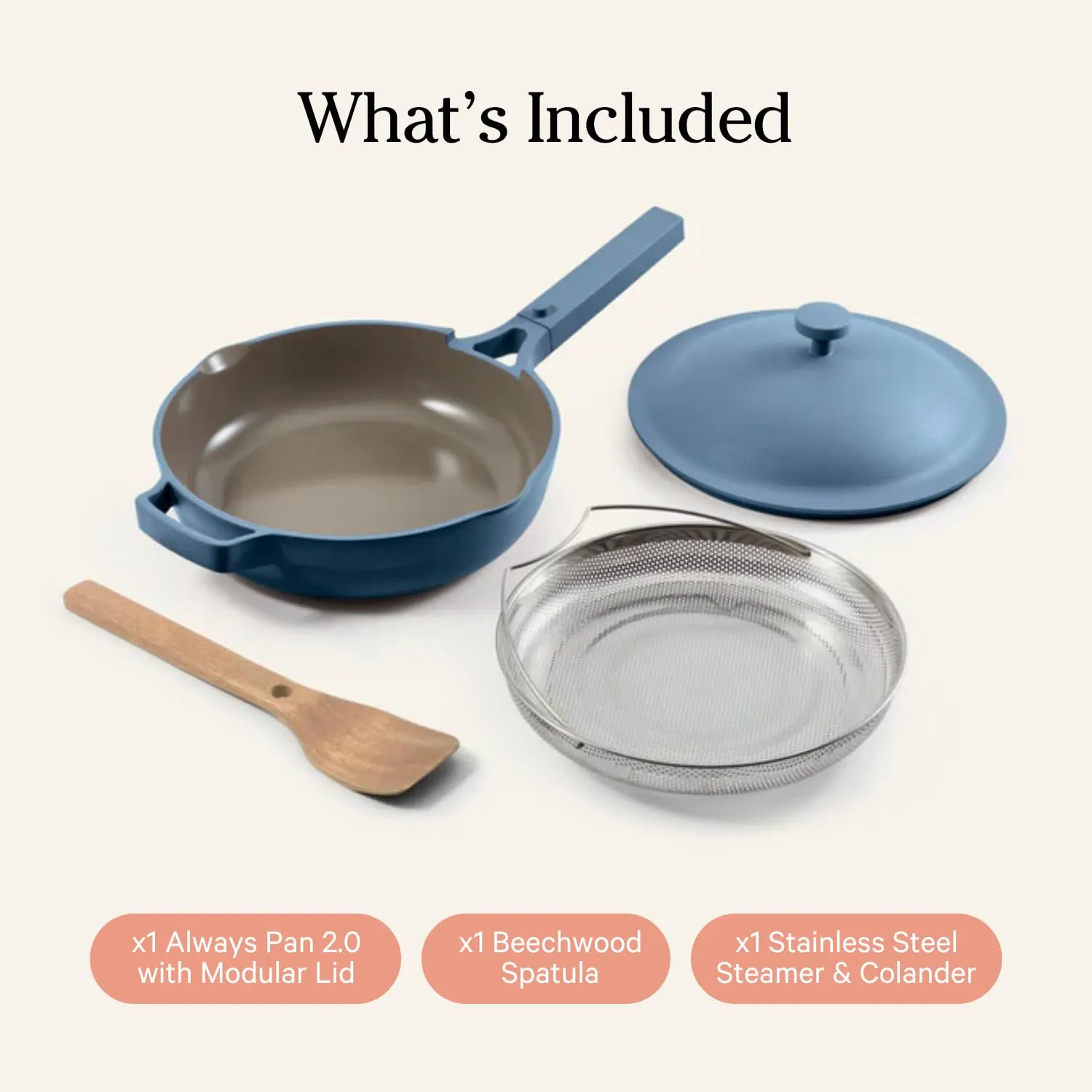 Our Place Always Pan 2.0-10.5 (2.6 Qt) Nonstick, Toxin-Free Ceramic Cookware | Patented 10-in-1 Aluminum Frying & Saut Pan | Safe for Oven, Induction & All Cooktops up to 450F | Blue Salt