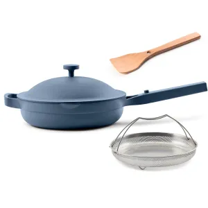 Our Place Always Pan 2.0-10.5 (2.6 Qt) Nonstick, Toxin-Free Ceramic Cookware | Patented 10-in-1 Aluminum Frying & Saut Pan | Safe for Oven, Induction & All Cooktops up to 450F | Blue Salt