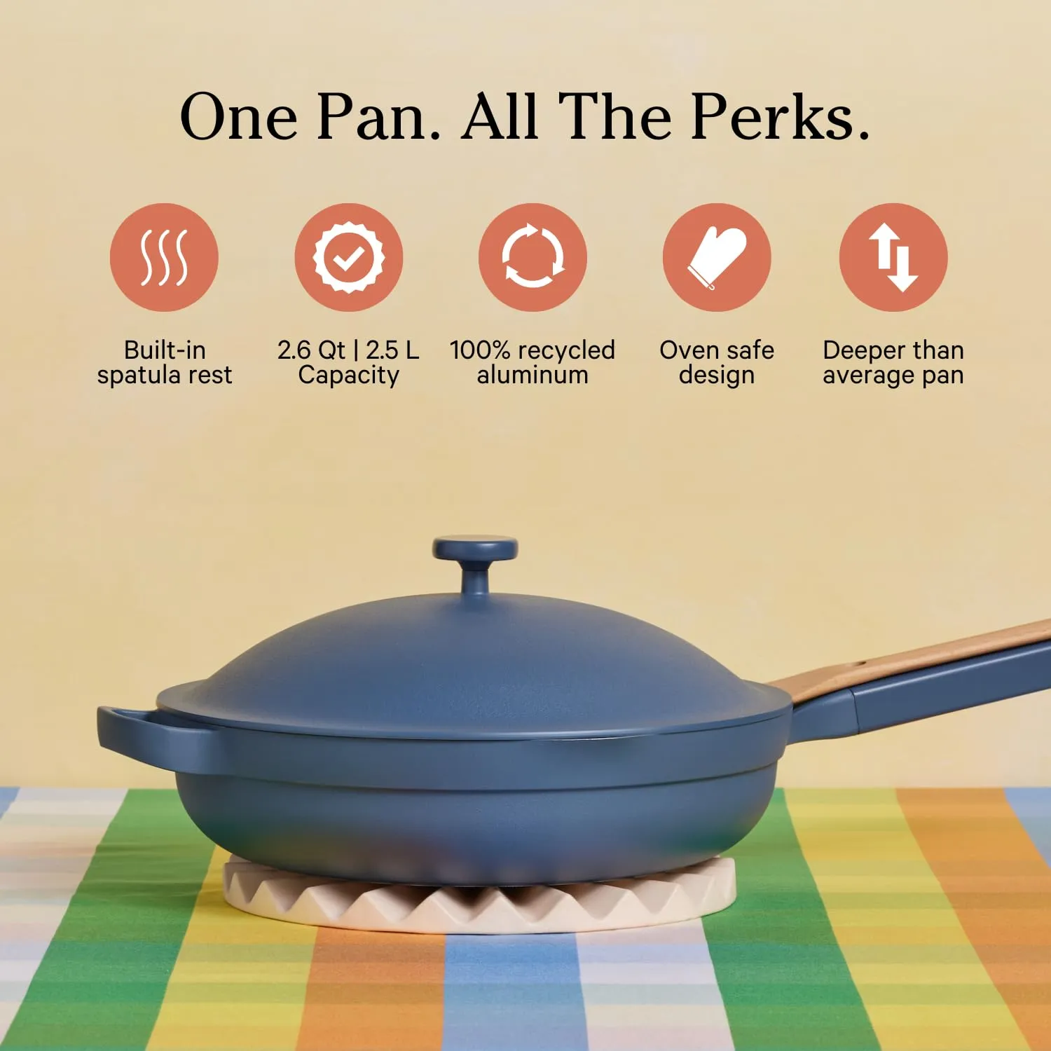 Our Place Always Pan 2.0-10.5 (2.6 Qt) Nonstick, Toxin-Free Ceramic Cookware | Patented 10-in-1 Aluminum Frying & Saut Pan | Safe for Oven, Induction & All Cooktops up to 450F | Blue Salt