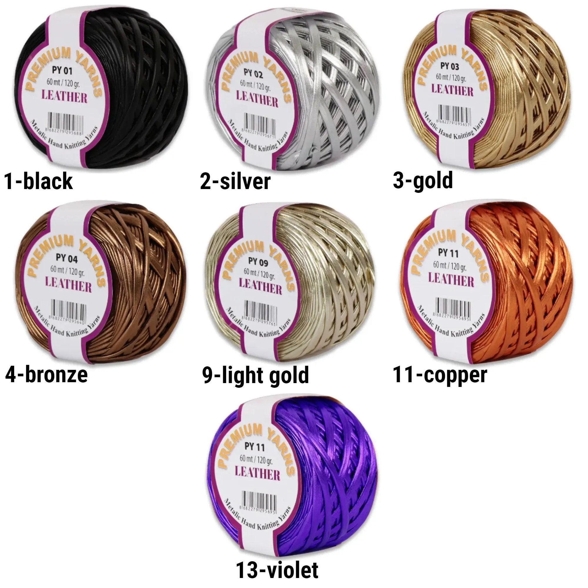 Premium Yarns Leather, 6 Colors, 4.23 oz / 65.6 yards