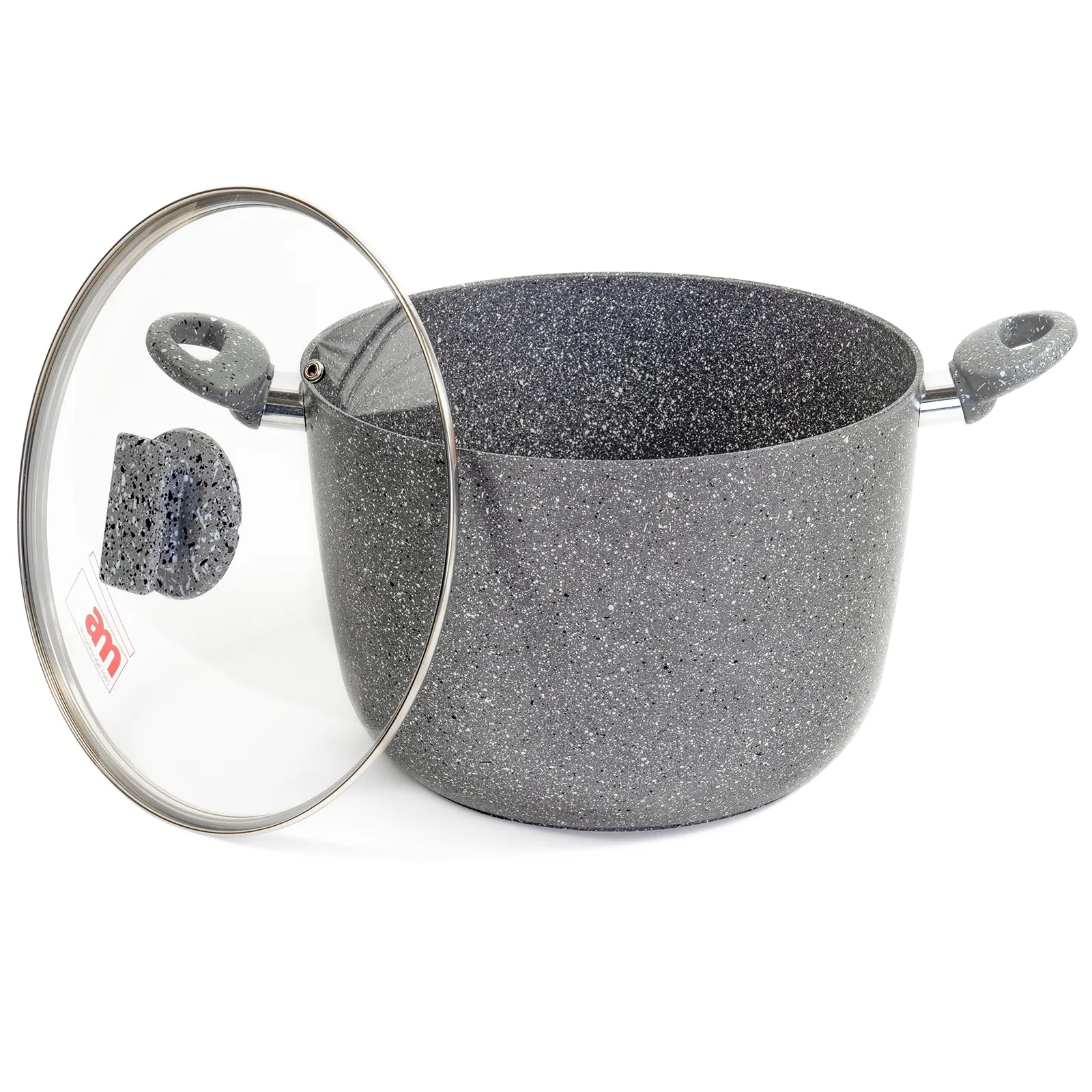 Red Co. Nonstick Pot and Lid with Pure Aluminum Body, Micro Natural Particles, Induction Capable, Dishwasher Safe
