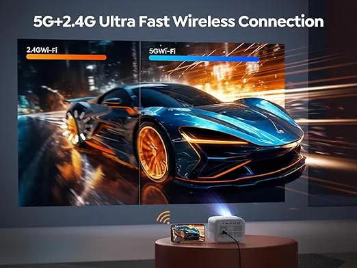 Yaber E1 Mini Projector with 5G WiFi and Bluetooth 5.2